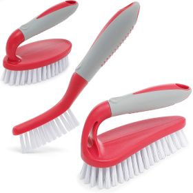 Scrub Brush Set of 3pcs Cleaning Shower Scrubber with Ergonomic Handle and Durable Bristles Grout Cleaner Brush Scrub Brushes for Cleaning Bathro